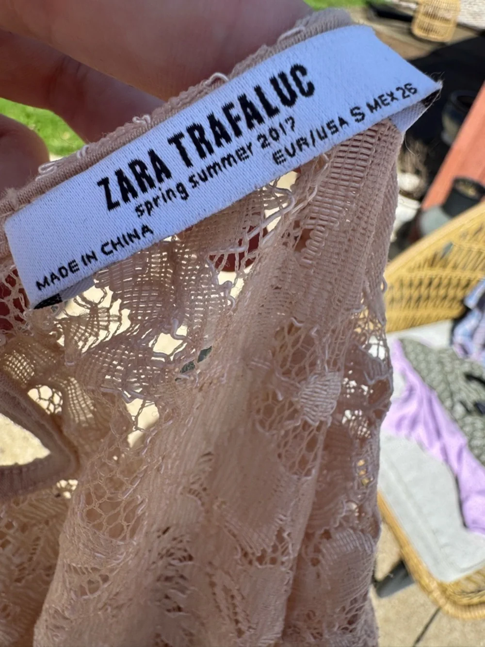 Zara Trafaluc Lace Crewneck Long-Sleeve Top - Size Small